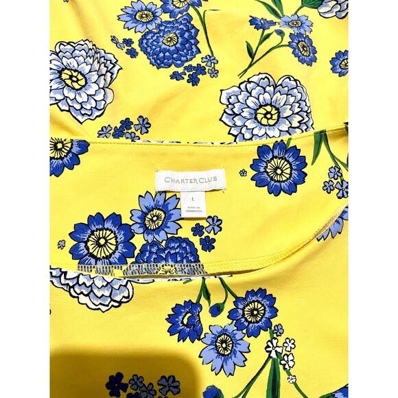 Charter club top floral blouse cathalina cloth yellow and blue colorful women' L - Picture 5 of 5